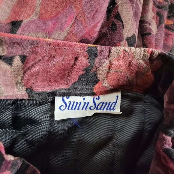 Vintage Sun'n Sand Floral Velvet Jacket With Chinese Knot Buttons - Picture 3 of 8